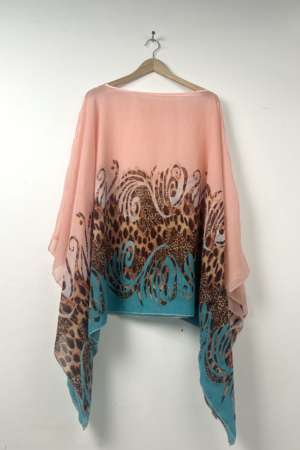 2 Poncho Leopardo Y Salmon